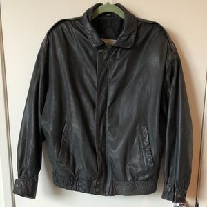 Luis Alvear Vintage Black Leather Bomber Jacket